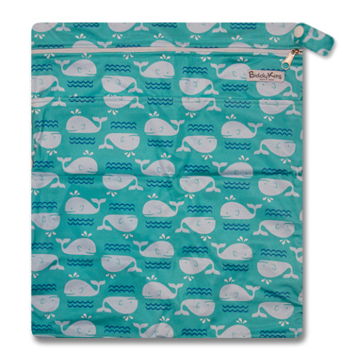 W014 Turquoise Whales Smooth Wet Bag
