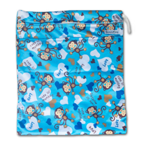 W006 Blue Monkeys Smooth Wet Bag