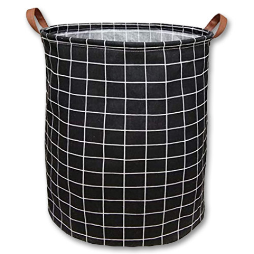 Large Canvas Basket - Black Squares