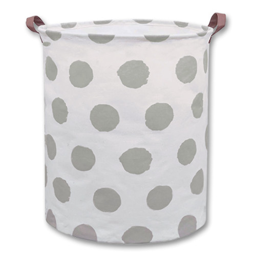 Large Canvas Basket - Grey Circles