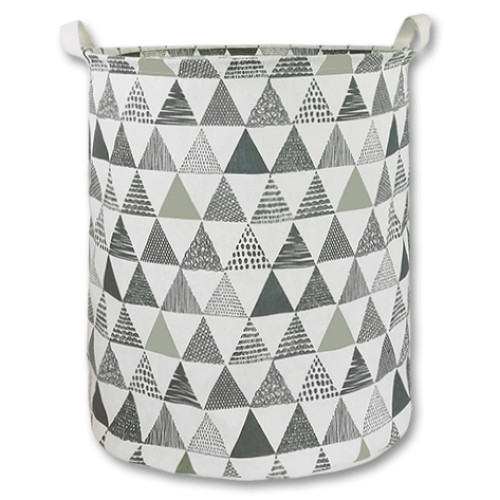 Large Canvas Basket - Grey Triangles
