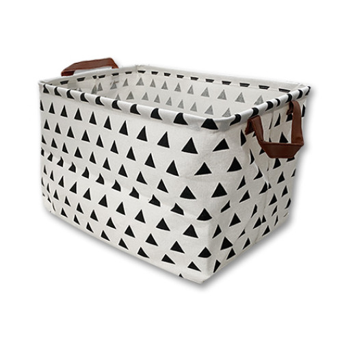 Medium Canvas Basket - Black Triangles