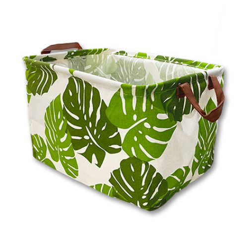 Medium Canvas Basket - Green Leaves
