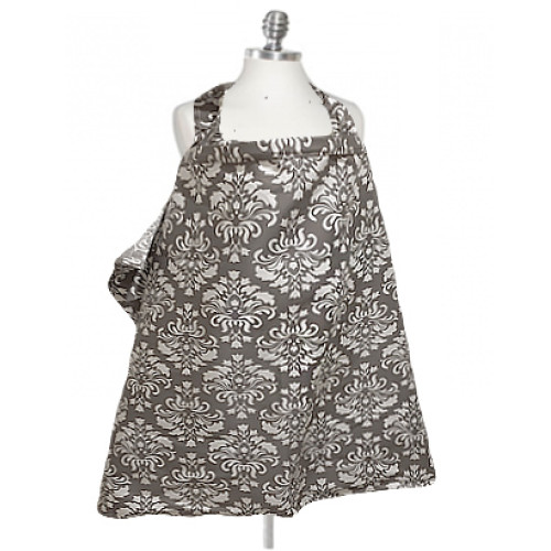NC008 Grey White Damask Nursing Cover