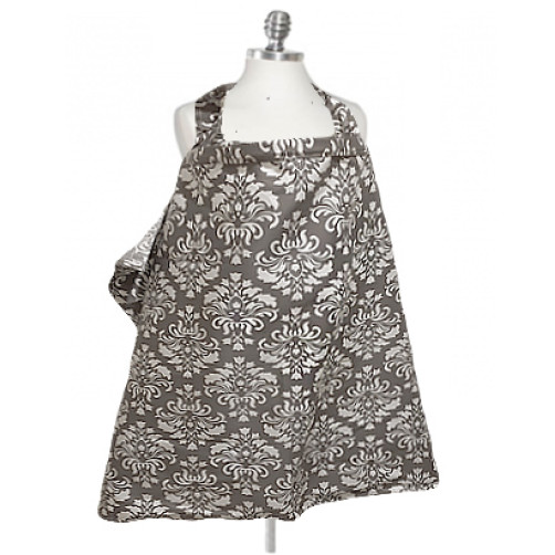 NC008 Grey White Damask Nursing Cover
