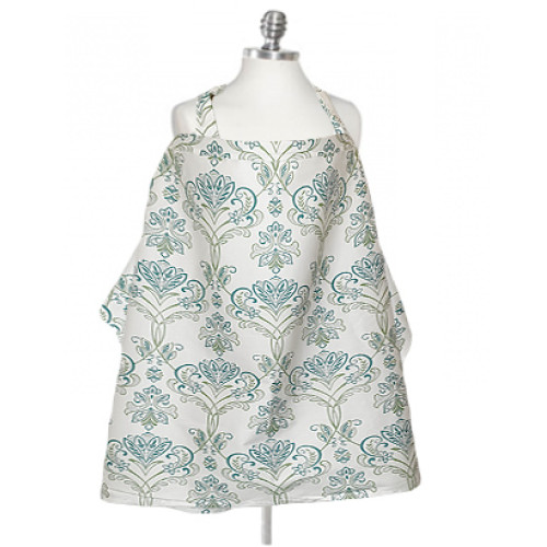 NC009 White with Green Pattern Nursing Cover