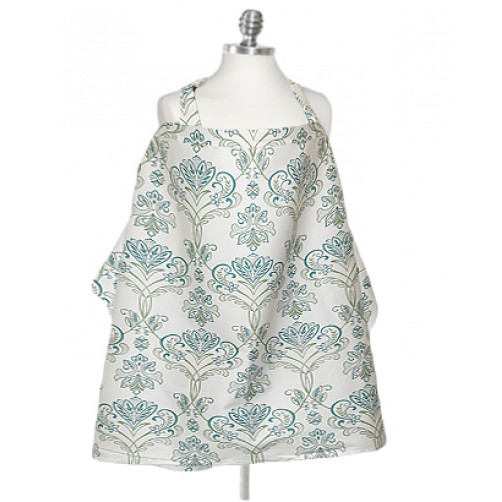 NC009 White with Green Pattern Nursing Cover
