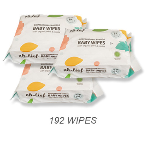 Oh-Lief Biodegradable Bamboo Baby Wipes - 192Pack