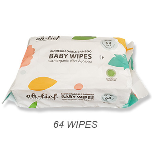 Oh-Lief Biodegradable Bamboo Baby Wipes - 64Pack