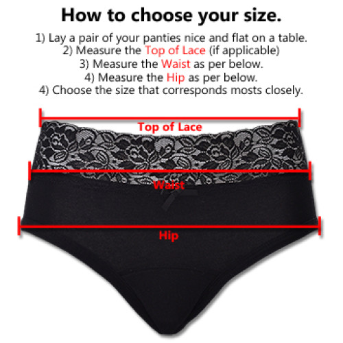 Period Panty - Black BAMBOO Side Snap Lace