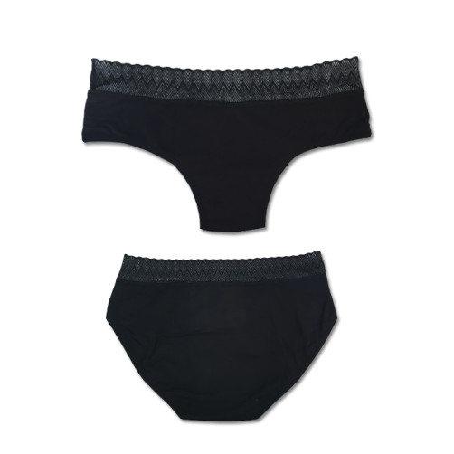 Period Panty -Black BAMBOO ZigZag Lace