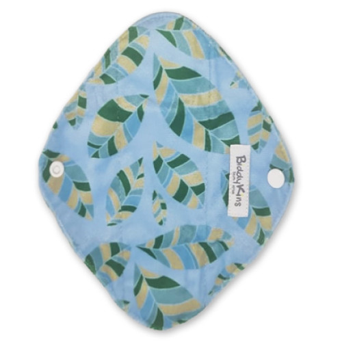 Small Mama Cloth MINKY Blue Green Leaves