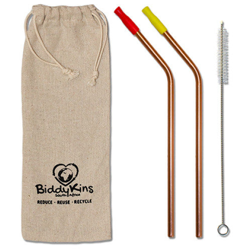Stainless Steel (Rose Gold) Straws - 2 Pack