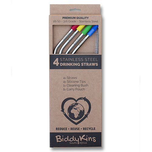 Stainless Steel (Silver) Straws - 4 Pack