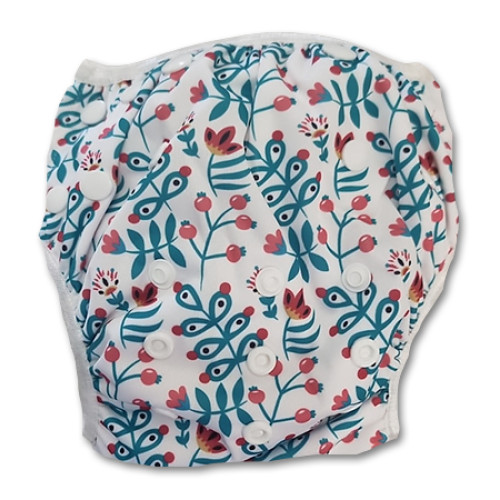 SW092 Turquoise Twigs Pink Berries Swim Nappy