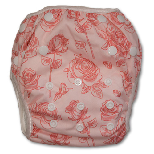 SW054 Pink with Pink Roses Swim Nappy