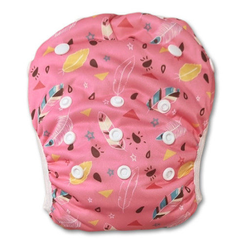 SW082 Bright Pink Feathers Swim Nappy
