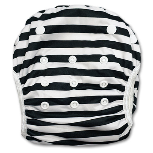 SW061 Black& White Stripe Swim Nappy