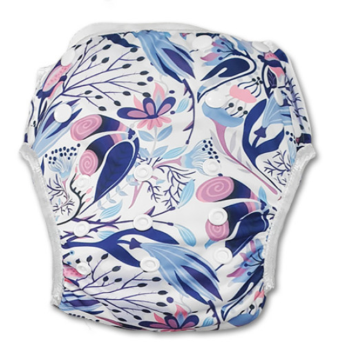 XL: Blue Pink Floral Swim Nappy