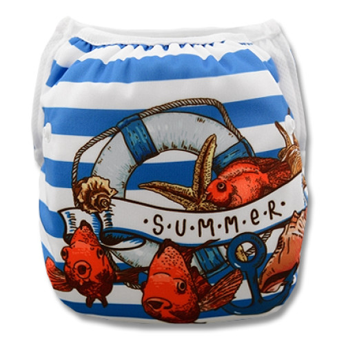 SW006 Summer Fish Stripe Swim Nappy