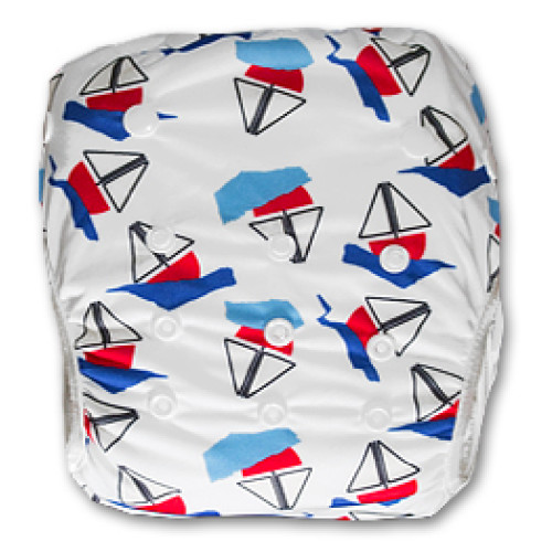 SW024 White with Red & Blue Yachts Swim Nappy