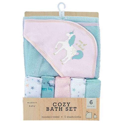 Modern Baby Hooded Towel - Pink Pony