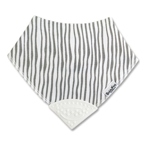 Grey Vertical Stripes Teether Bib