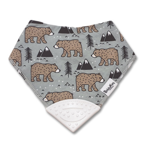 Grey with Bears Teether Bib