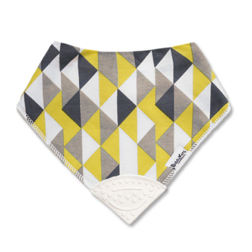 Yellow Grey Triangles Teether Bib