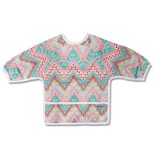 LSB020 Aqua Pink ZigZags Long Sleeve Bib