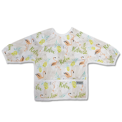 LSB021 Flamingo Pineapples Long Sleeve Bib