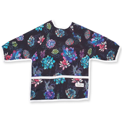 LSB Black Large Floral Long Sleeve Bib