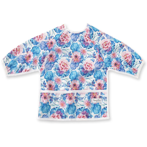 LSB Blue Turquoise Red Floral Long Sleeve Bib