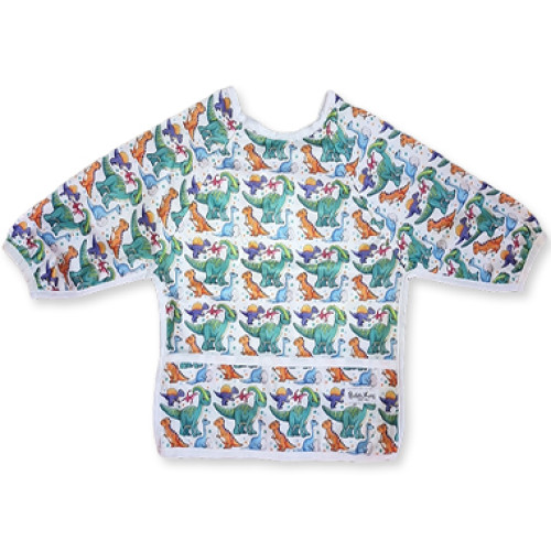 LSB Green Orange Dinos Long Sleeve Bib