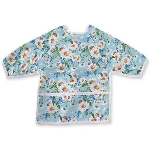 LSB Light Blue White Daisies Long Sleeve Bib