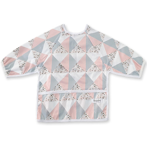 LSB Pink Grey Triangles Long Sleeve Bib