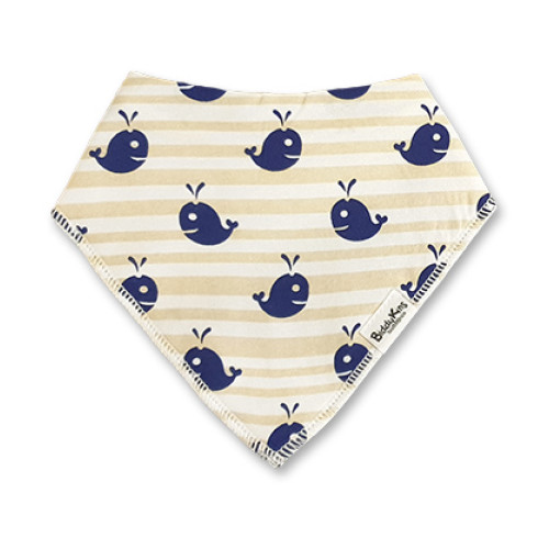 BB050 Beige Stripe Navy Whales Bandana